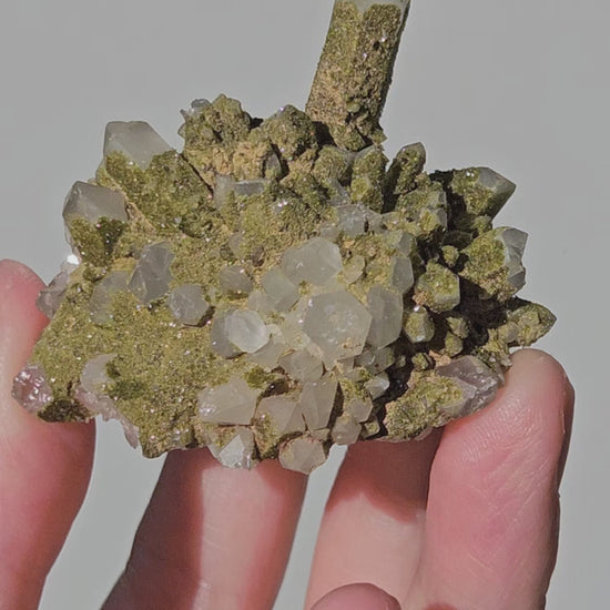 Video of glittery epidote on chlorite quartz from Hakkari, Turkey