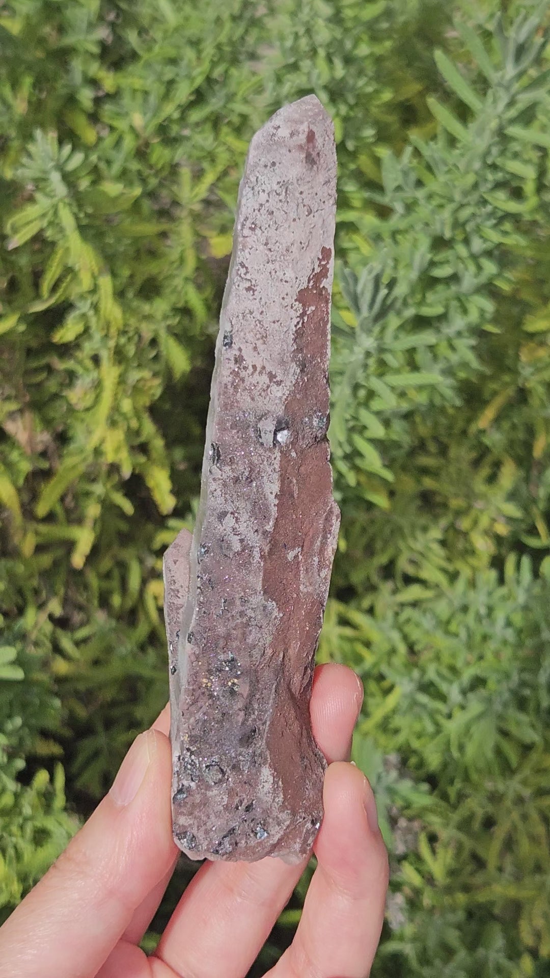 Video of hematite coated laser wand with specularite from Inner Mongolia