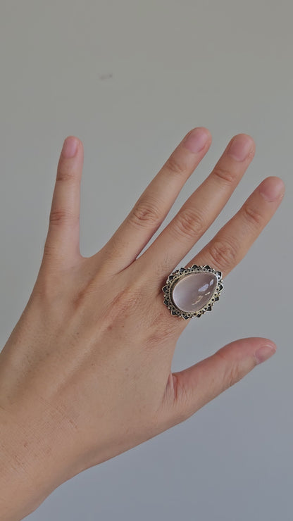 Video of rose quartz silver ring