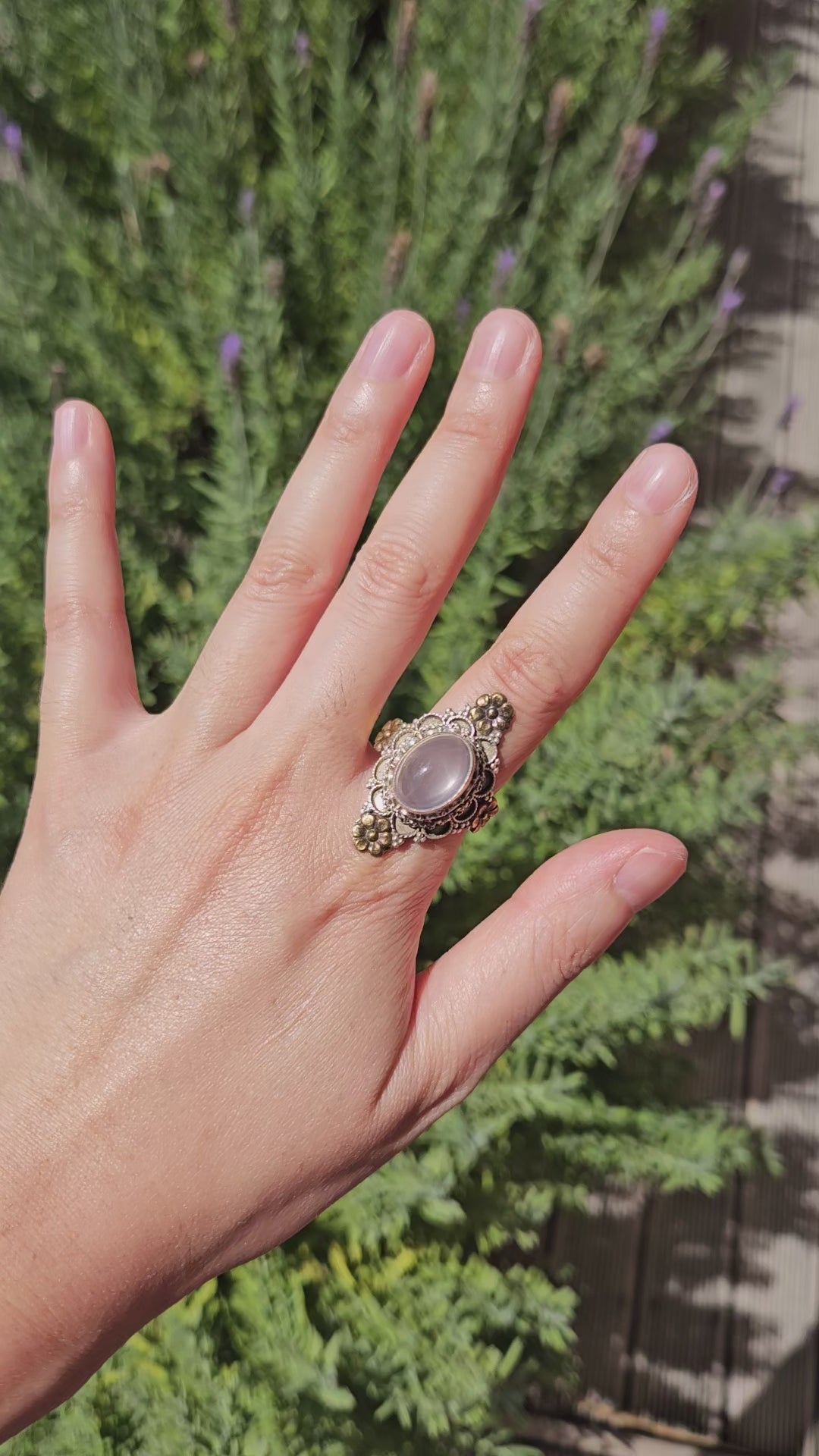 Video of rose quartz silver ring