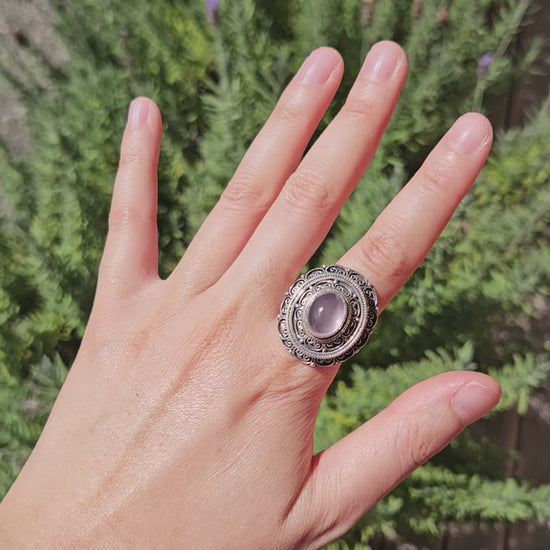 Video of rose quartz silver ring
