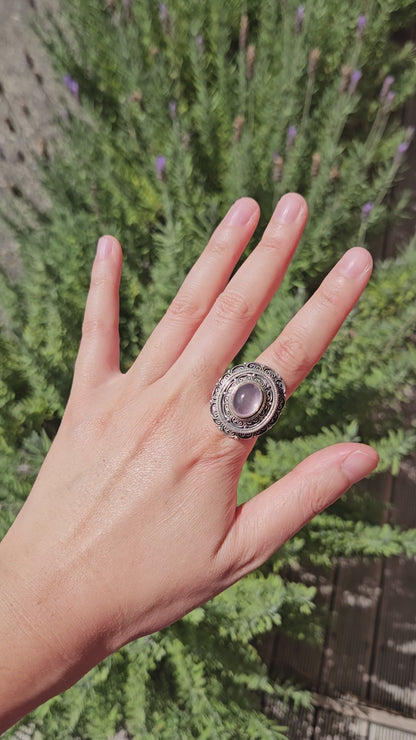 Video of rose quartz silver ring