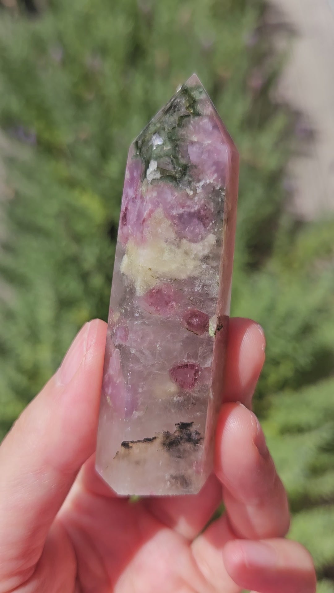 Video of green tourmaline and pink lepidolite pseudomorph