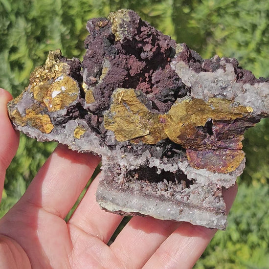 Video of chalcopyrite, galena and hematite on quartz specimen