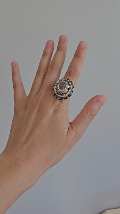 Video of rose quartz silver ring