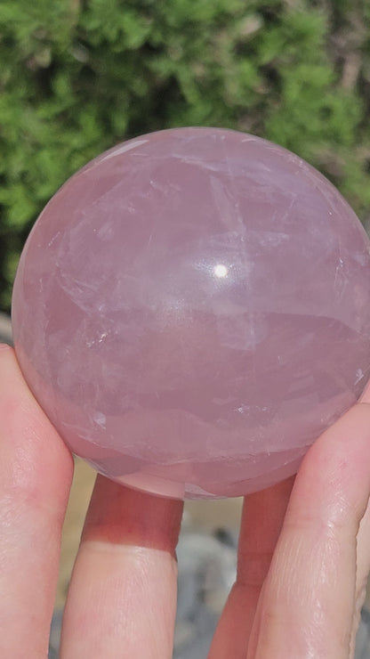Star Rose Quartz Sphere (Double Star, 5.5cm) - Loving Boundaries