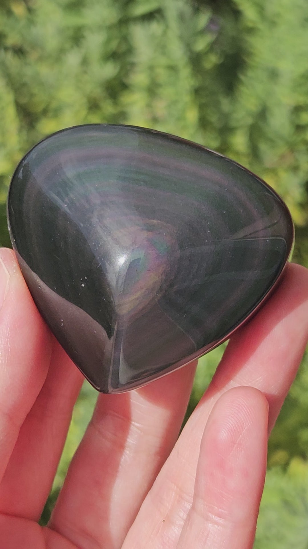 Video of rainbow obsidian heart