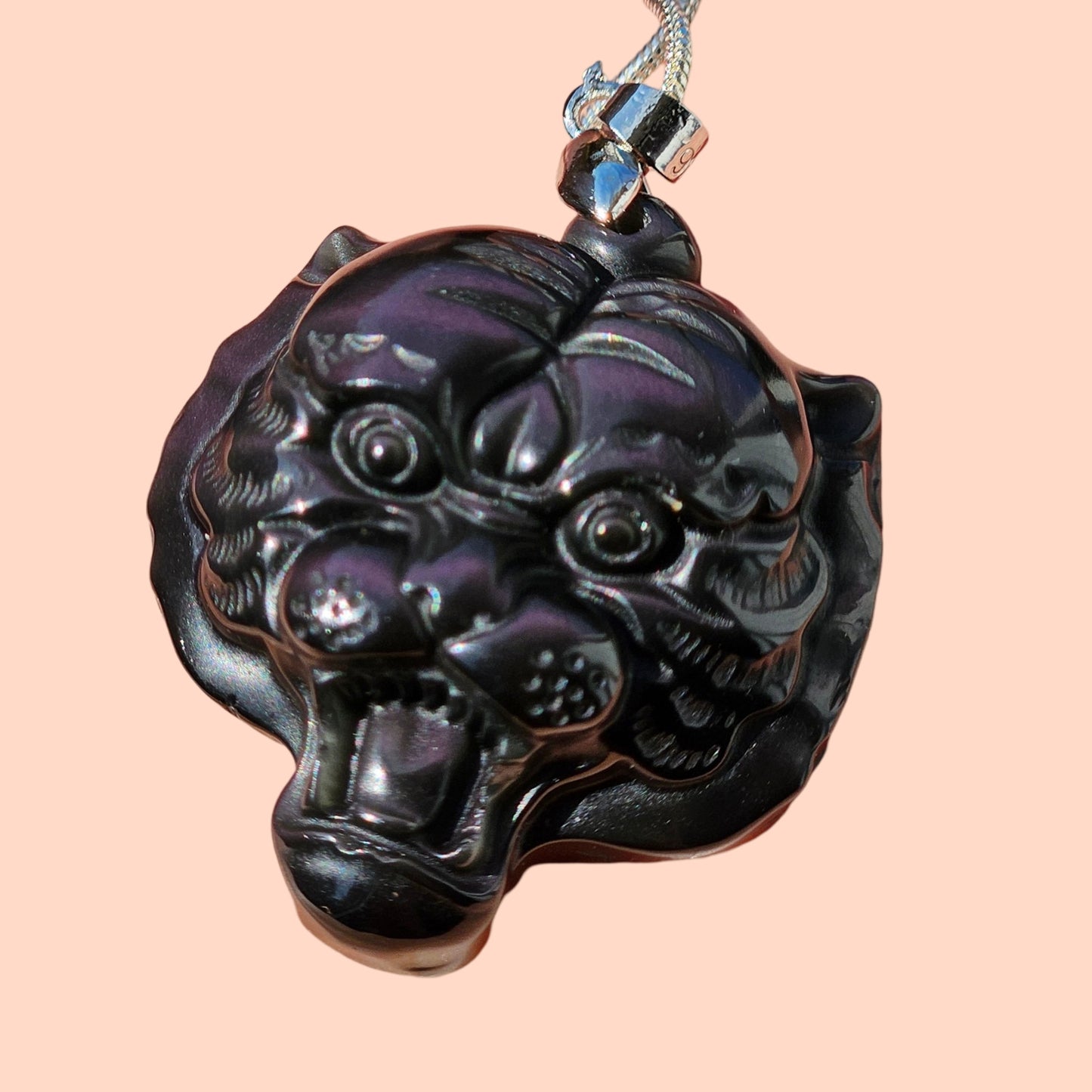 Rainbow Obsidian Tiger Necklace