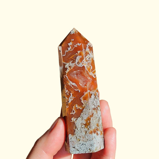 Red moss agate point 